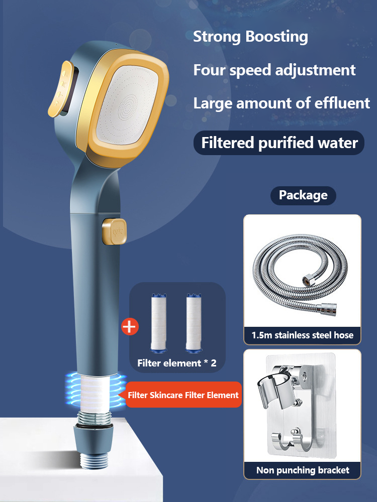 4-mode Handheld Pressurized Shower Head with Pause Switch
