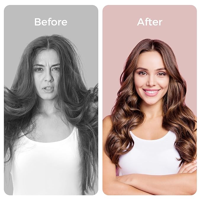 Hair Dryer Brush Blow Dryer Brush in One, 4 in 1 Hair Dryer and Styler Volumizer with Oval Barrel, Professional Salon Hot Air Brush for All Hair Types, Gold