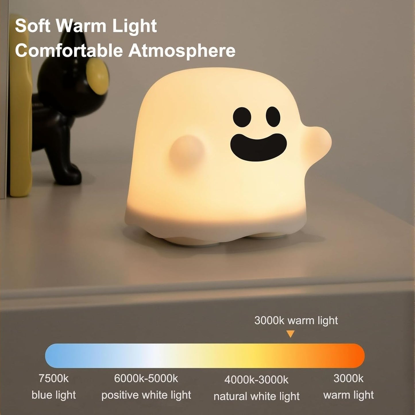 Spooky Pumpkin Night Light, 2025 New Jack o Lantern Night Light with Push Switch, Cute Creative Pumpkin Lamp Table Desk Bedroom Decor Gift for Birthday, Halloween (Smiley)