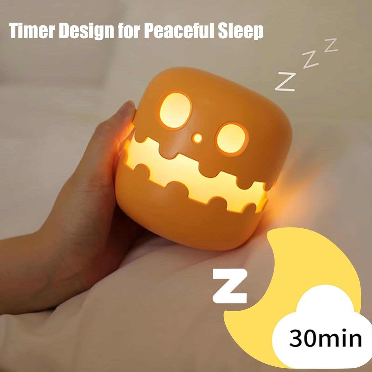 Spooky Pumpkin Night Light, 2025 New Jack o Lantern Night Light with Push Switch, Cute Creative Pumpkin Lamp Table Desk Bedroom Decor Gift for Birthday, Halloween (Smiley)