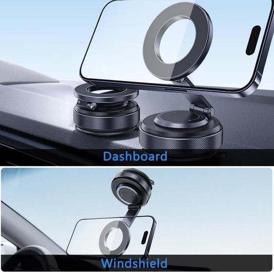 360° Rotation Vacuum Magnetic Phone Holders for Your Car, Foldable Suction Cup Phone Mount for Garmin GPS/Gym/Mirror, Adjustable Magnetic Phone Stand for Magsafe iPhone 16 Pro Max 15